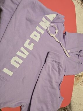 PINK Victoria's Secret Lavender Hoodie with White Branded Drawstring